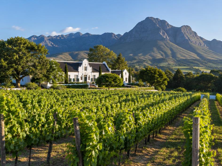 Cape Winelands vineyard and mountain landscape